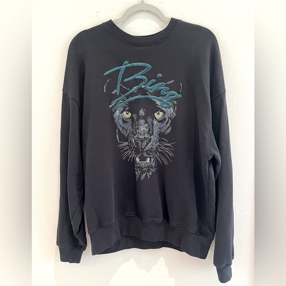 Anine Bing Kenny Panther Sweatshirt - Vintage Black, Size M - Picture 4 of 12